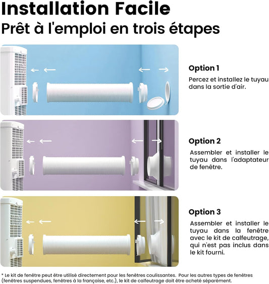 COMFEE' Climatiseur Mobile 9000 BTU 2,6kW – 3 Modes, 3 Vitesses, Compatible Alexa, Classe A, Idéal Pièces jusqu'à 33㎡