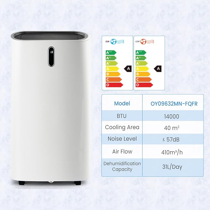❄️ KOMFOTTEU Climatiseur Mobile 14000 BTU – 5-en-1 WiFi, Silencieux, Pour Pièces 40m²