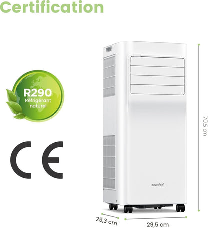 COMFEE' Climatiseur Mobile 9000 BTU 2,6kW –  3 Modes, 3 Vitesses, Compatible Alexa, Classe A, Idéal Pièces jusqu'à 33㎡