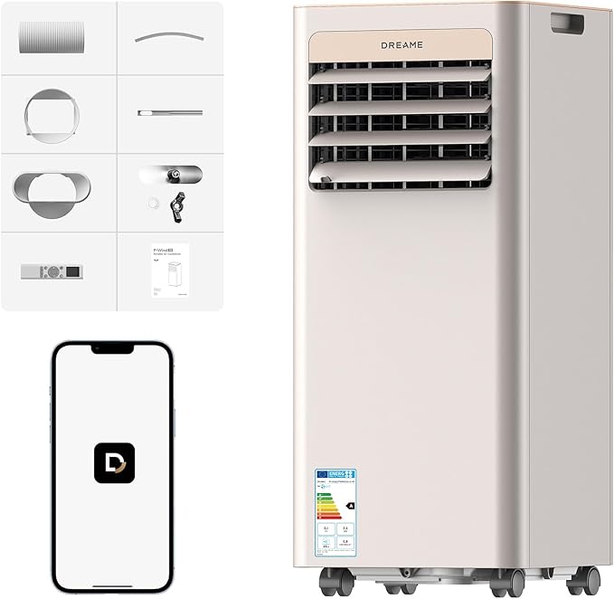 ❄️ DREAME P-Wind10 Climatiseur Mobile 9000 BTU – 3-en-1, Wi-Fi & Télécommande, Gold