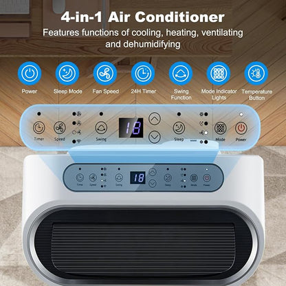 ❄️ KOMFOTTEU Climatiseur Mobile 14000 BTU – 5-en-1 WiFi, Silencieux, Pour Pièces 40m²