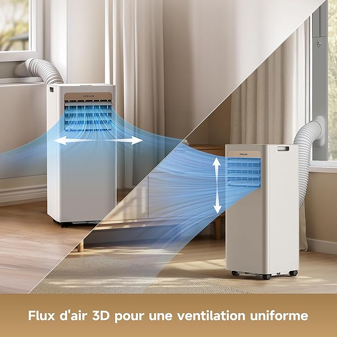 ❄️ DREAME P-Wind10 Climatiseur Mobile 9000 BTU – 3-en-1, Wi-Fi & Télécommande, Gold