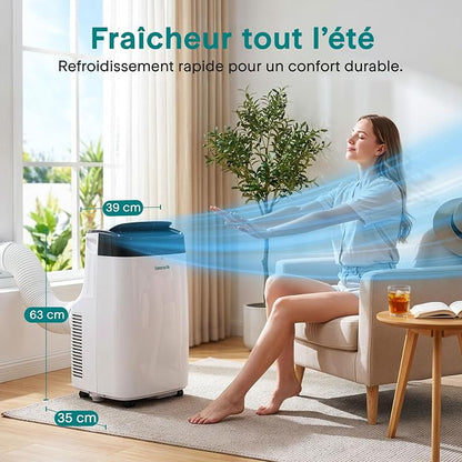 ❄️ SereneLife Climatiseur Mobile 7000 BTU – 3-en-1 Silencieux, Déshumidificateur, Télécommande, Blanc